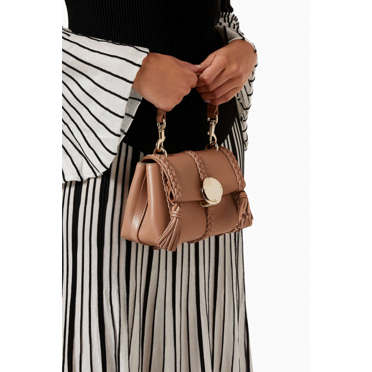 Chloé - Mini Penelope Top-handle Bag in Calfskin Leather Pink