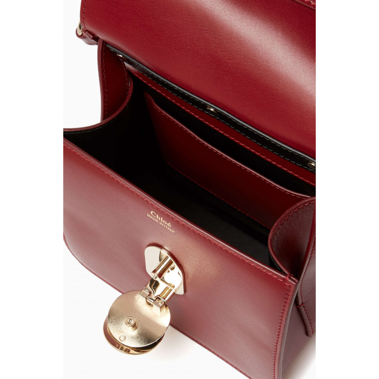 Chloé - Mini Penelope Top-handle Bag in Calfskin Leather Burgundy