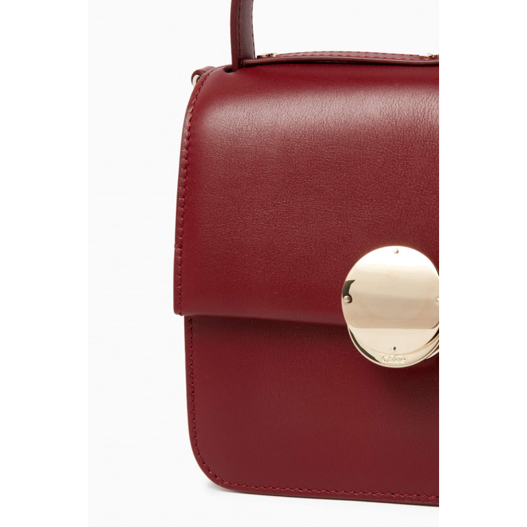 Chloé - Mini Penelope Top-handle Bag in Calfskin Leather Burgundy