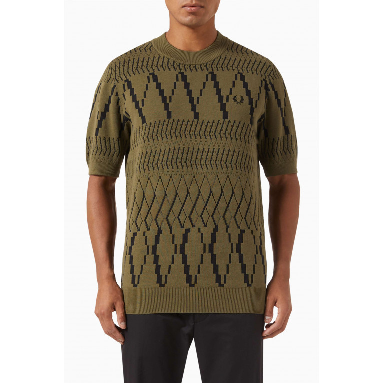 Fred Perry - Argyle Panel T-Shirt in Cotton Blend Knit