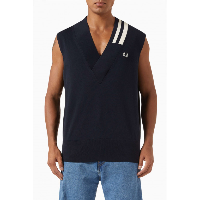 Fred Perry - Tipped V-Neck Tank in Cotton Knit