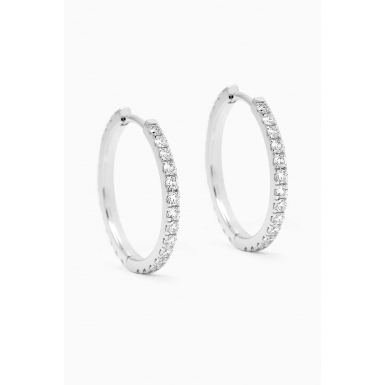 Fergus James - Medium Diamond Hoop Earrings in 18kt White Gold