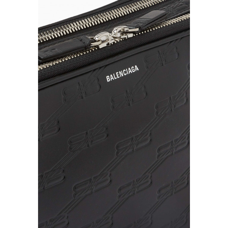 Balenciaga - Signature Double Zip Pouch in Monogram-embossed Leather