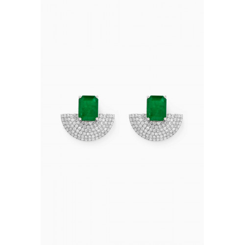 Maison H Jewels - Emerald & Diamond Earrings in 18kt White Gold