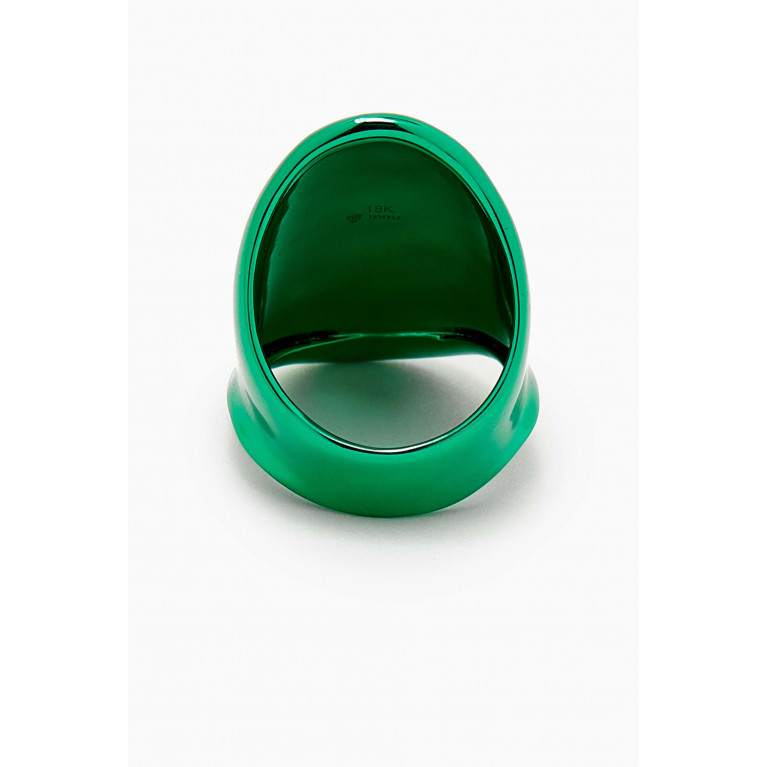 Maison H Jewels - Abstract Ring in Rhodium-finish 18kt Gold Green