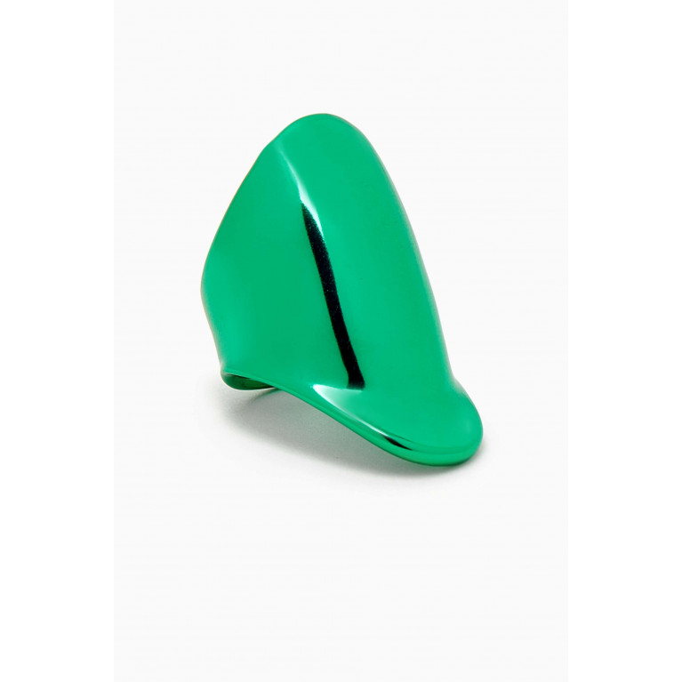 Maison H Jewels - Abstract Ring in Rhodium-finish 18kt Gold Green