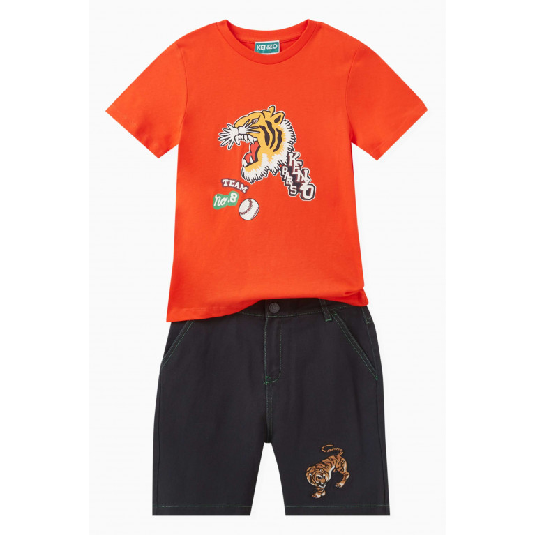 KENZO KIDS - Tiger Logo T-shirt in Cotton Orange