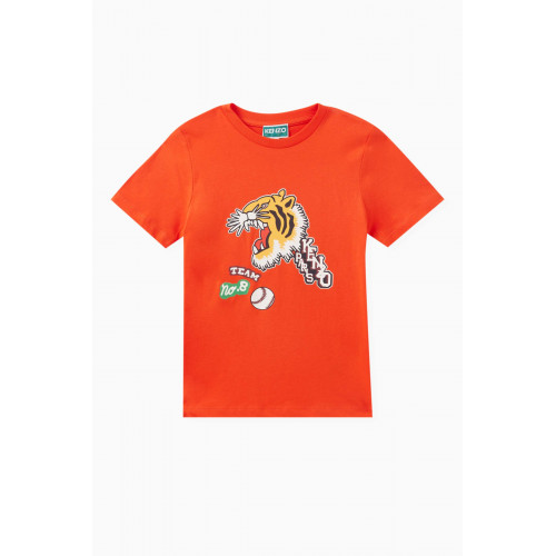 KENZO KIDS - Tiger Logo T-shirt in Cotton Orange