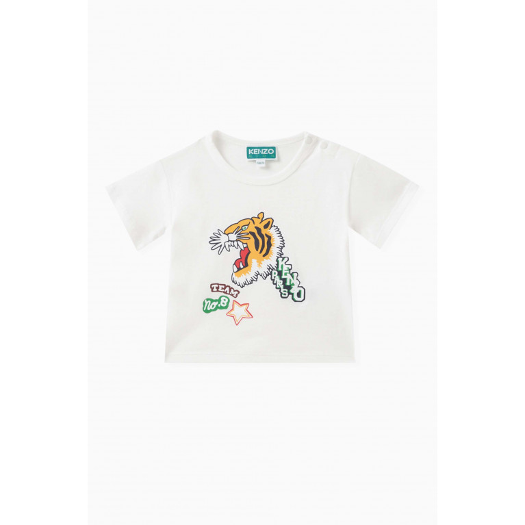 KENZO KIDS - Tiger Logo T-shirt in Cotton White