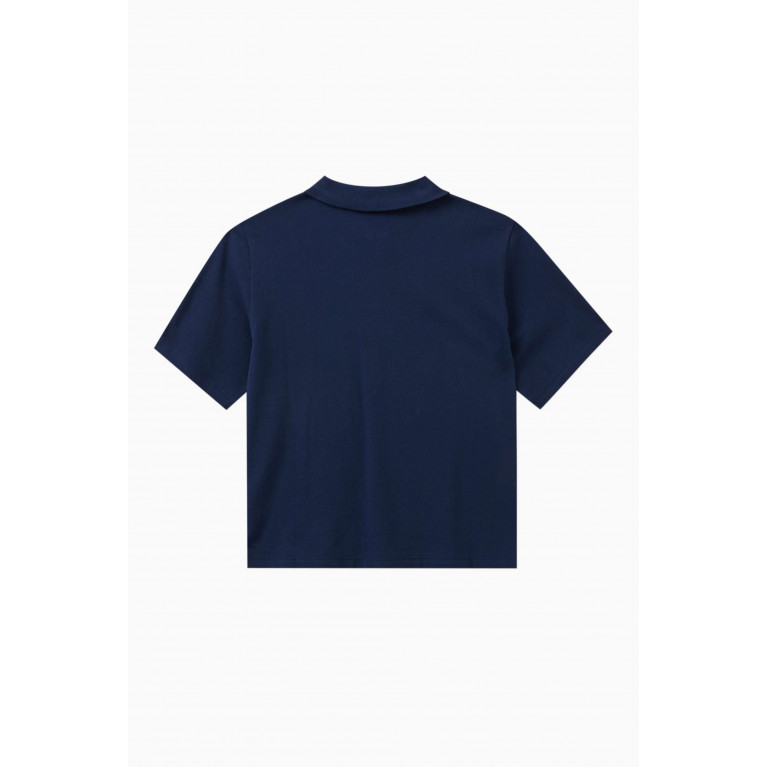 KENZO KIDS - Logo Print Polo Shirt in Cotton Blue