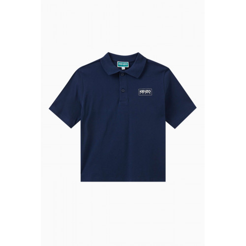 KENZO KIDS - Logo Print Polo Shirt in Cotton Blue