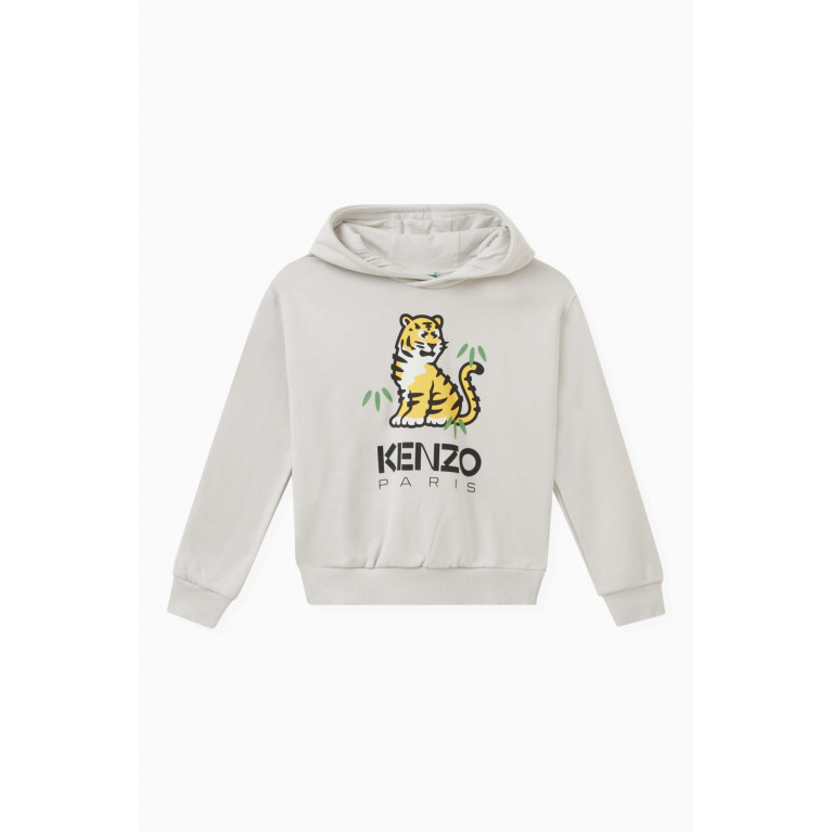 KENZO KIDS - Tiger & Logo Print Hoodie in Cotton