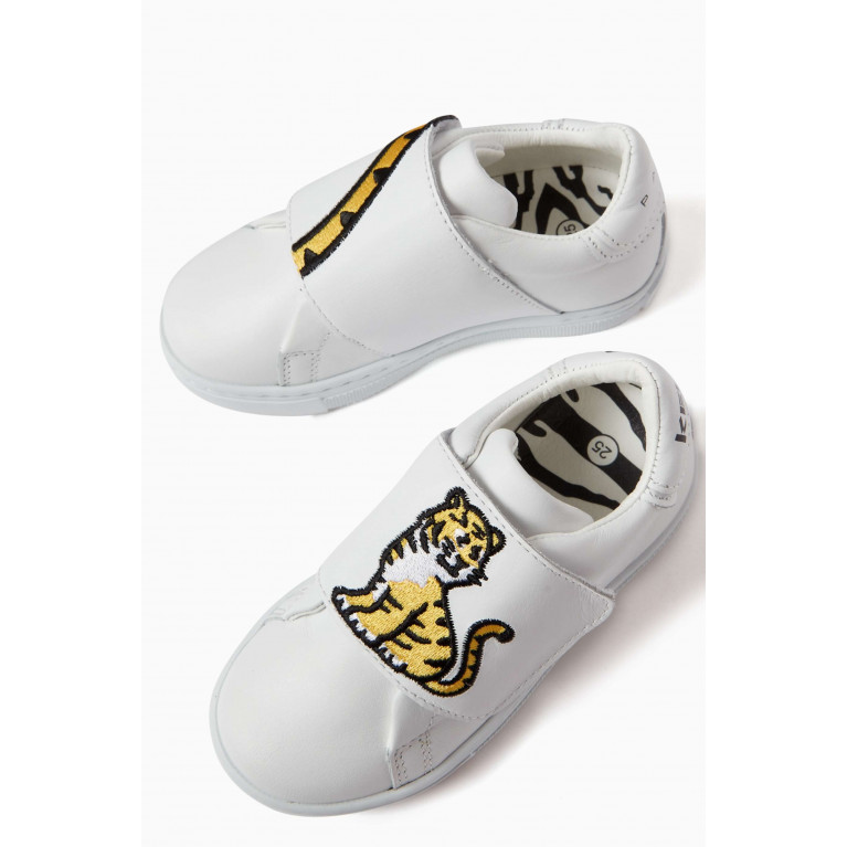 KENZO KIDS - Tiger and Tail Print Sneakers in Leather