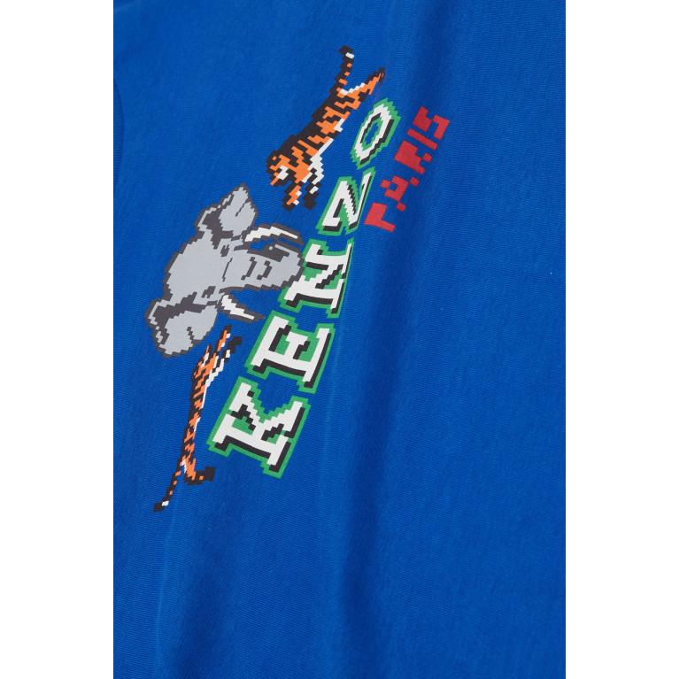 KENZO KIDS - Graphic Logo Print T-shirt in Organic Cotton Blue