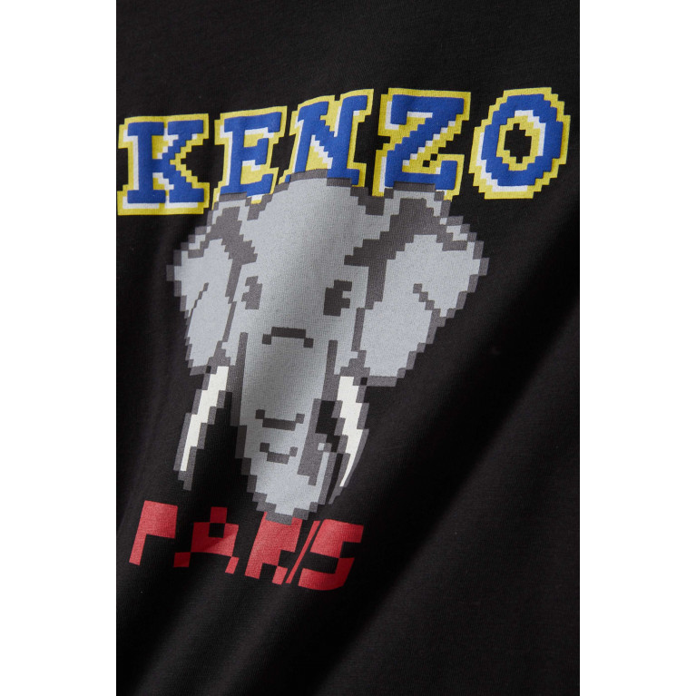 KENZO KIDS - Elephant Print T-shirt in Cotton Jersey