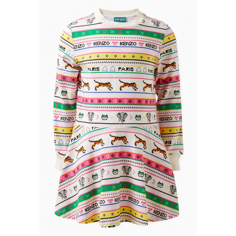 KENZO KIDS - All-over Print Dress in Cotton Stretch