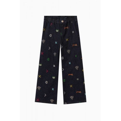 KENZO KIDS - Embroidered Denim Jeans in Cotton