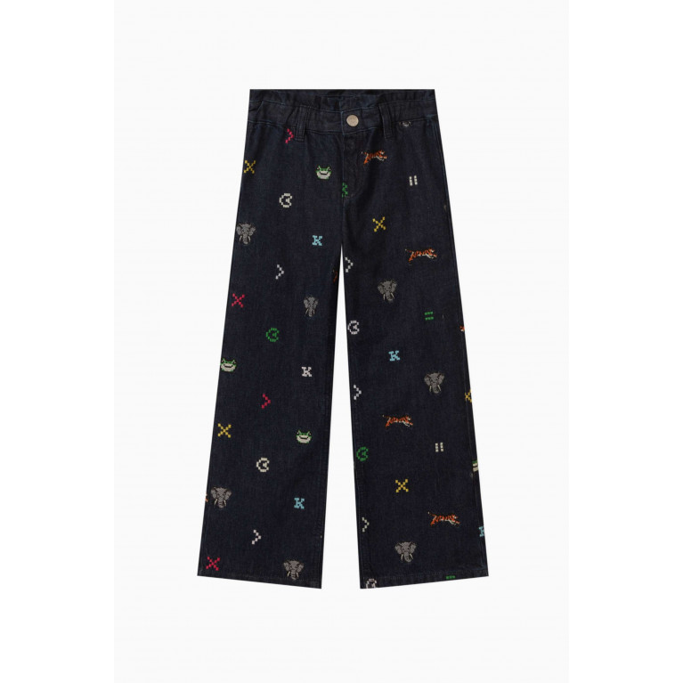 KENZO KIDS - Embroidered Denim Jeans in Cotton