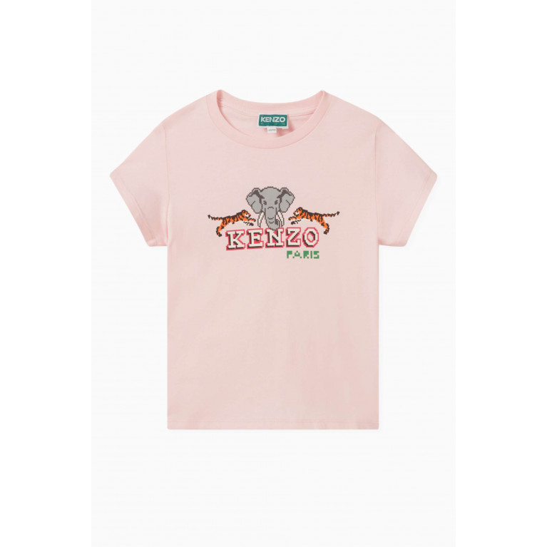 KENZO KIDS - Elephant Print T-Shirt in Cotton