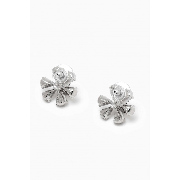 Oscar de la Renta - Crystal Floral Earrings Silver