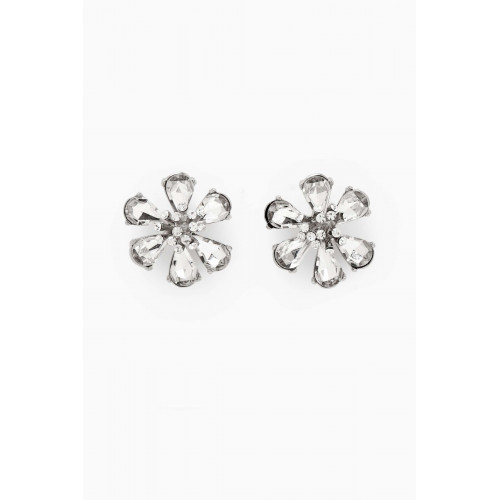 Oscar de la Renta - Crystal Floral Earrings Silver
