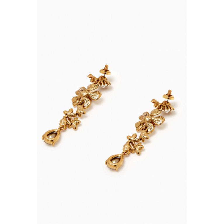 Oscar de la Renta - Large Bloom Drop Earrings in Brass