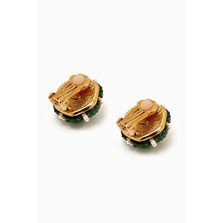 Oscar de la Renta - Urchin Clip-on Earrings in Brass Green