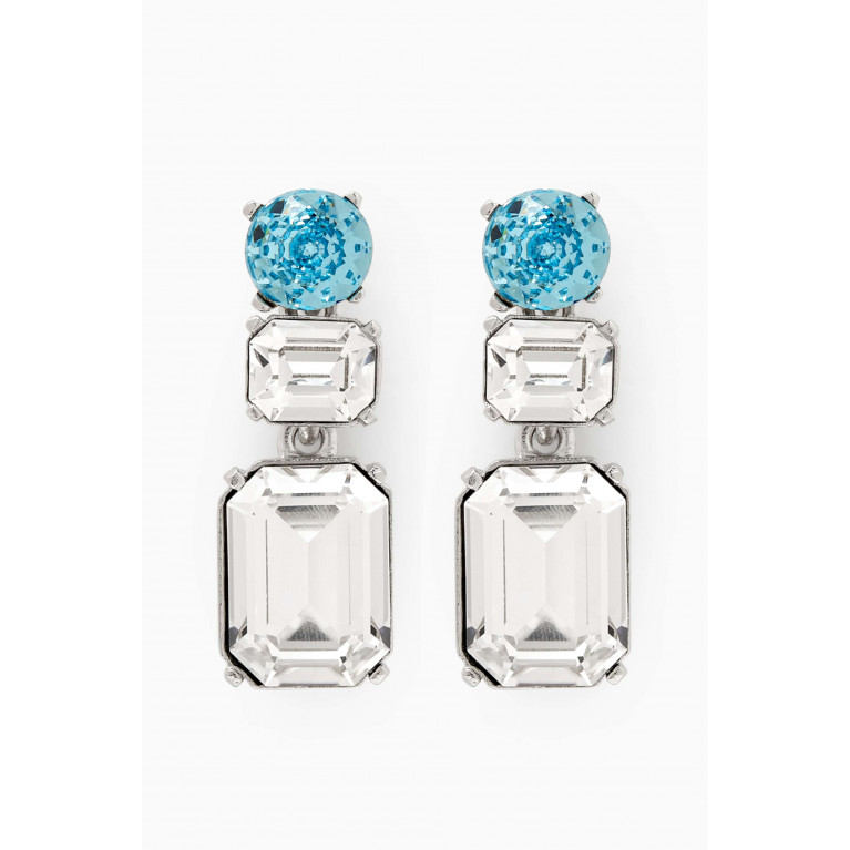Oscar de la Renta - Small Monte Carlo Drop Earrings in Brass Blue