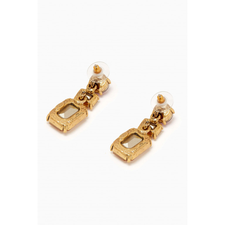 Oscar de la Renta - Small Monte Carlo Drop Earrings in Brass Multicolour