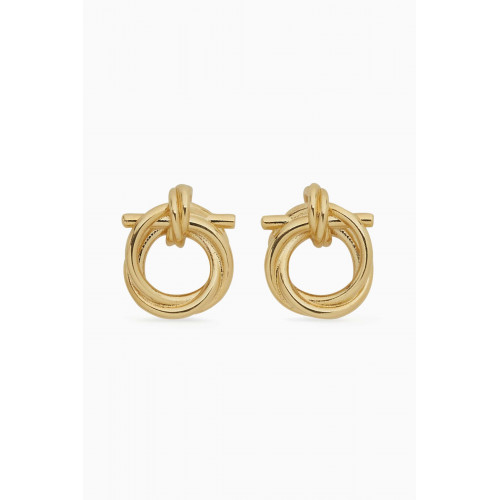 Ferragamo - Twisted Gancini Stud Earrings in Brass