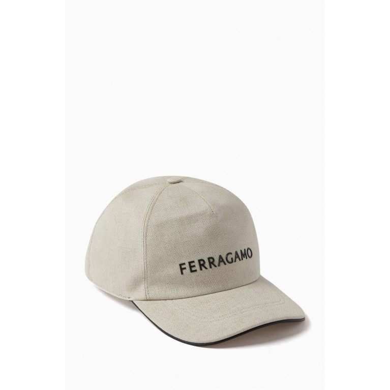 Ferragamo - Logo Baseball Cap in Linen-blend Twill