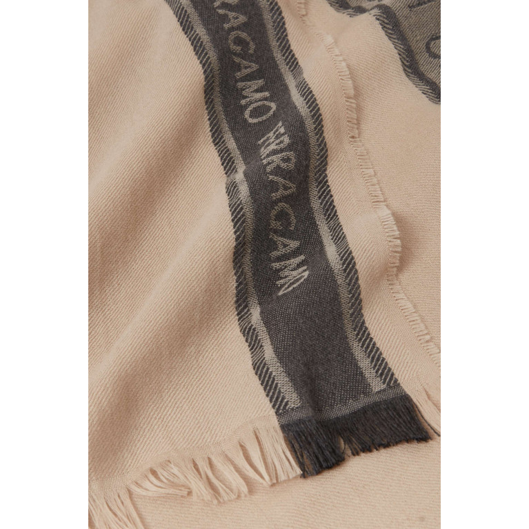 Ferragamo - Logo Tape Scarf in Virgin Wool-blend