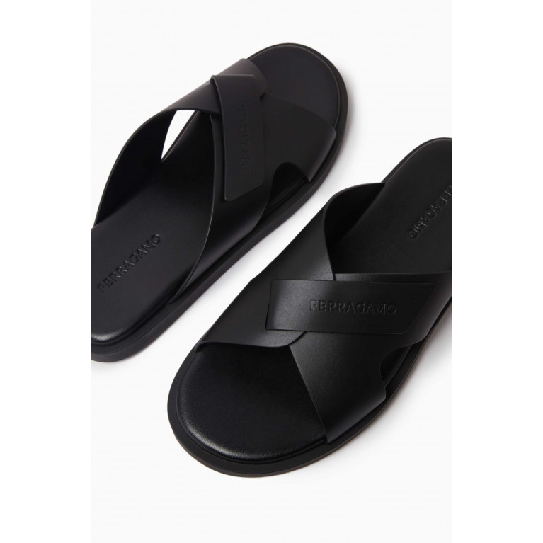 Ferragamo - Fidia Double Strap Sandals in Leather