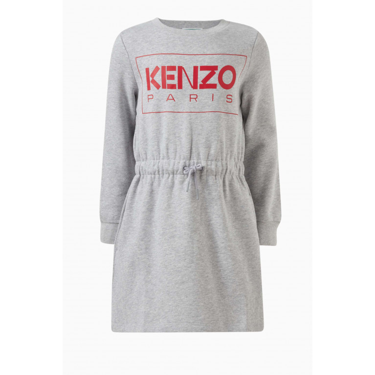 KENZO KIDS - Logo Print Dress in Cotton Blend Grey