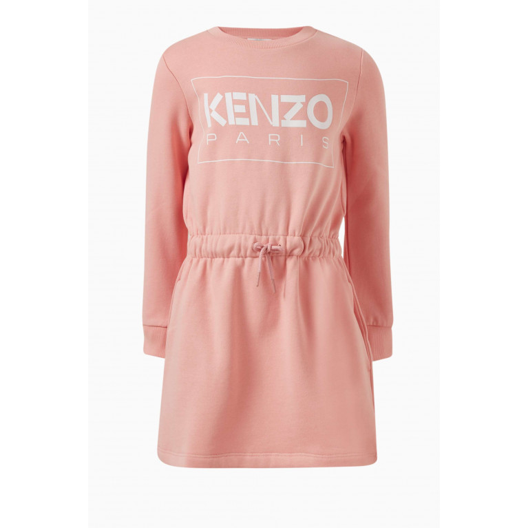 KENZO KIDS - Logo Print Dress in Cotton Blend Pink