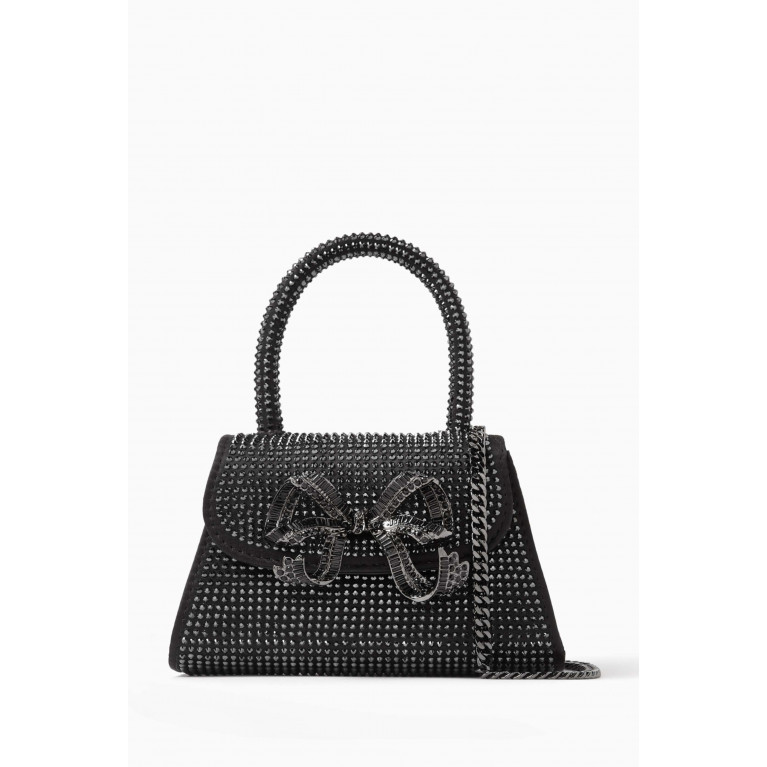 Self-Portrait - The Bow Micro Bag in Rhinestone-embellished Leather