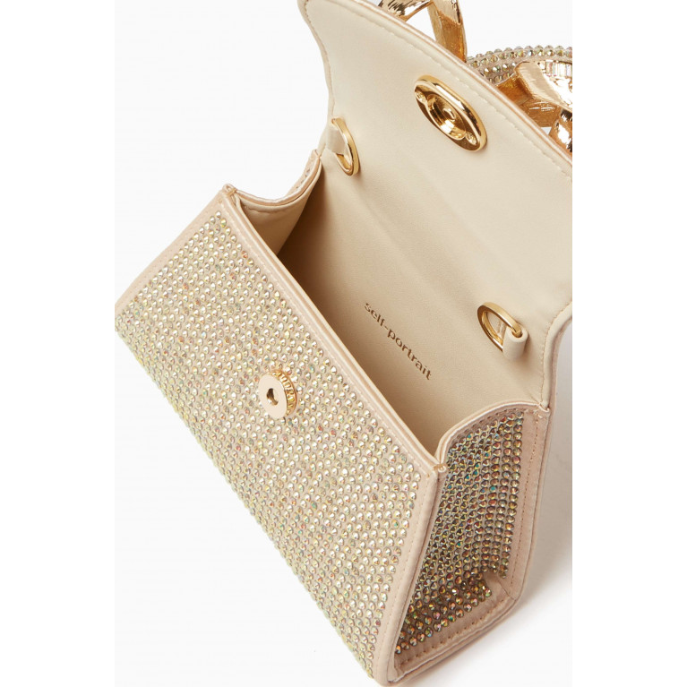 Self-Portrait - The Bow Micro Bag in Embellished Satin