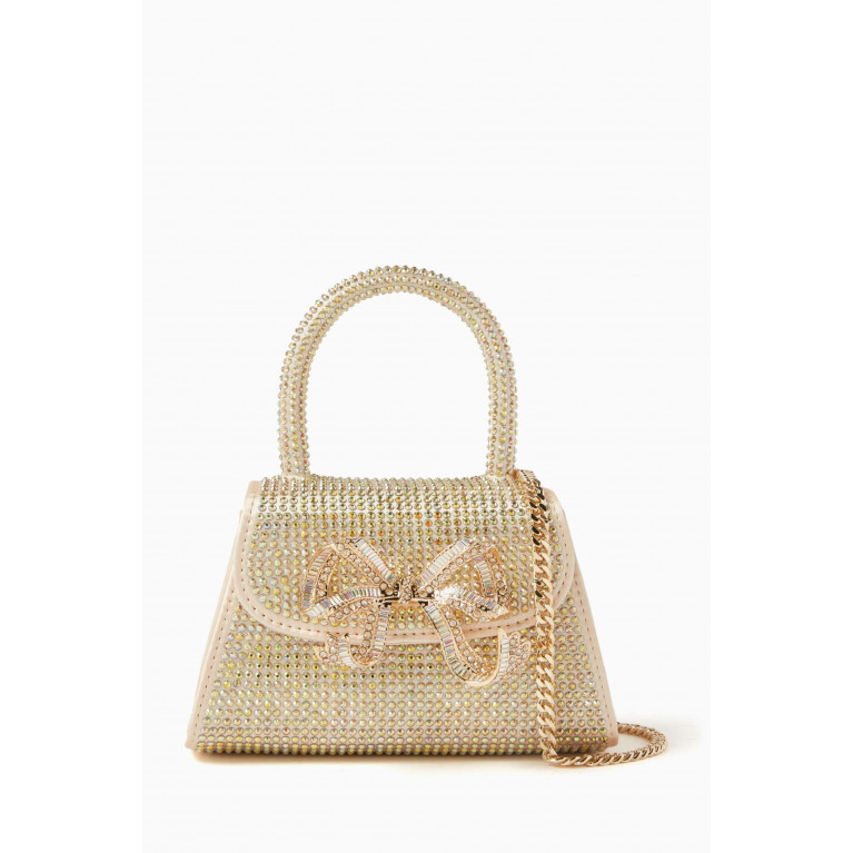 Self-Portrait - The Bow Micro Bag in Embellished Satin