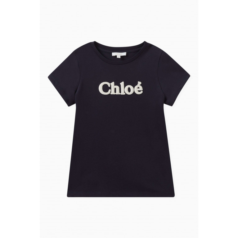 Chloé - Logo T-shirt in Cotton Blue