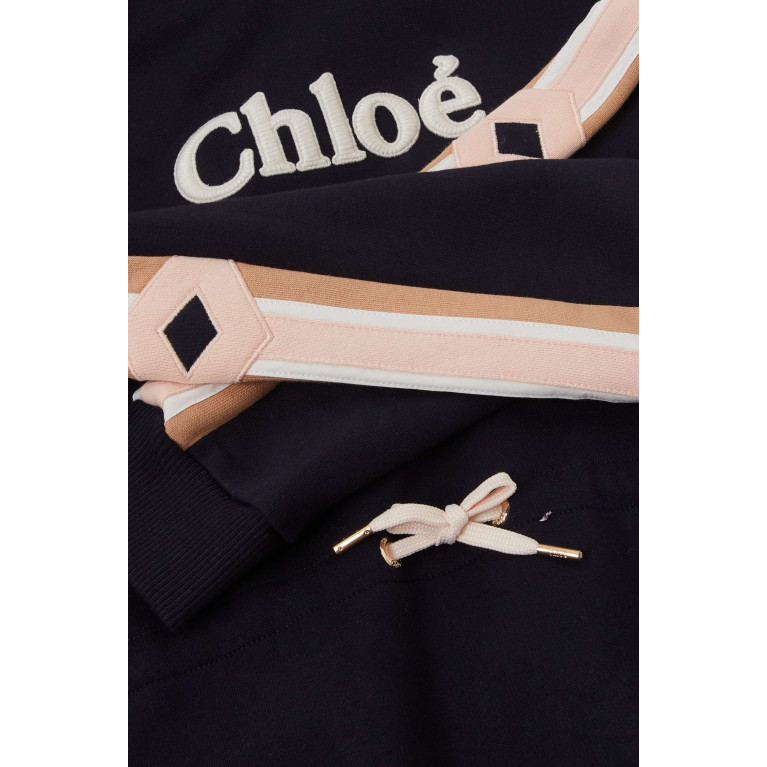 Chloé - Logo Hoodie Dress in Cotton Blue