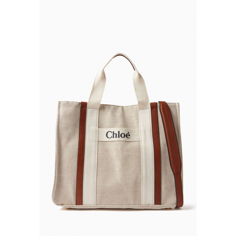 Chloé - Logo Print Diaper Tote in Organic Cotton