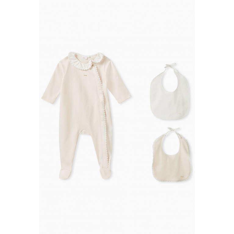 Chloé - Ruffled Pyjamas & Bib Gift Set in Cotton