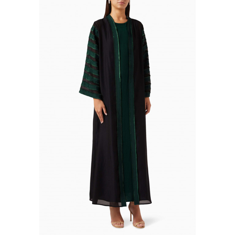 Merras - 3-piece Colour-block Abaya Set in Matte Organza