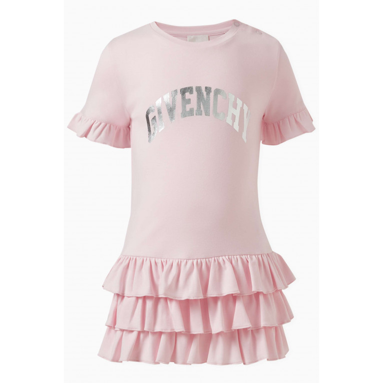 Givenchy - Logo-print Ruffled Dress in Cotton