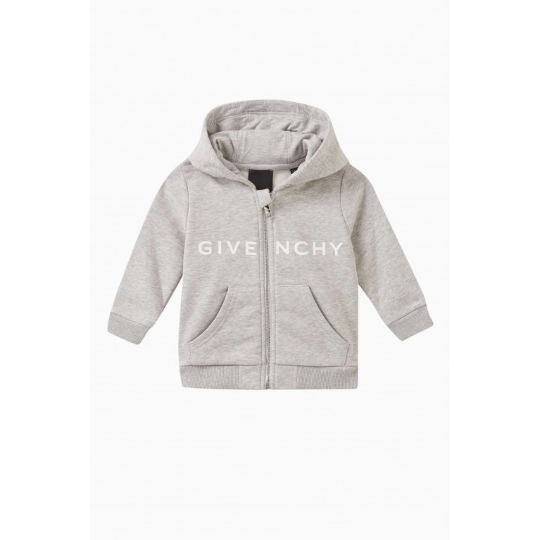 Givenchy - Logo Print Hoodie in Cotton Grey