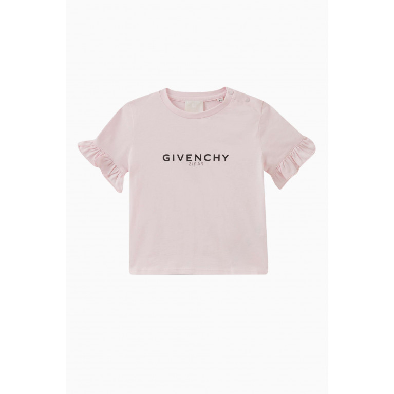 Givenchy - Frill Logo T-shirt in Cotton Pink