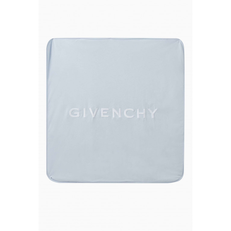 Givenchy - Logo Print Baby Blanket in Cotton Blue