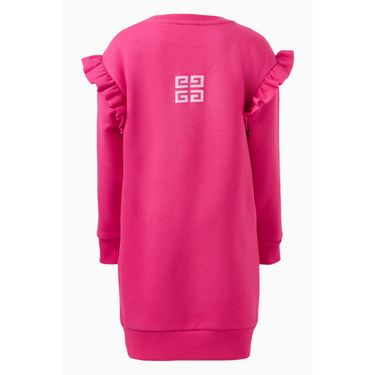Givenchy - Frill Logo Sweatshirt Dress in Cotton Pink