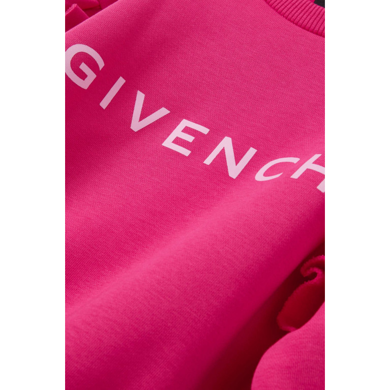 Givenchy - Frill Logo Sweatshirt Dress in Cotton Pink