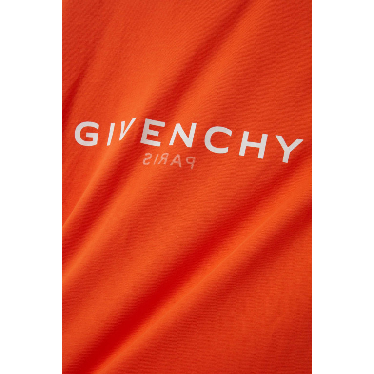 Givenchy - Flocked Logo T-shirt in Cotton Orange